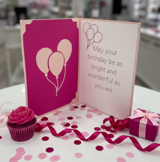 BIRTHDAY BALLOONS Card- Pink