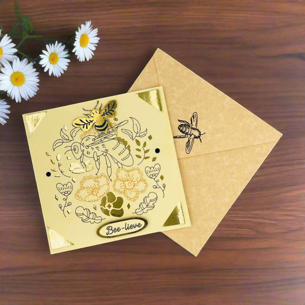 "BEE-LIEVE" Square Comfort Card- Gold