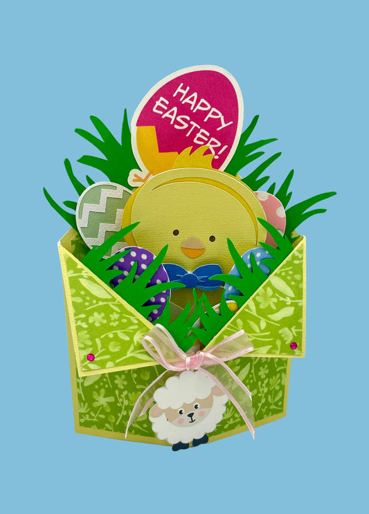 EASTER CHICK & LAMB Tuxedo Style Card
