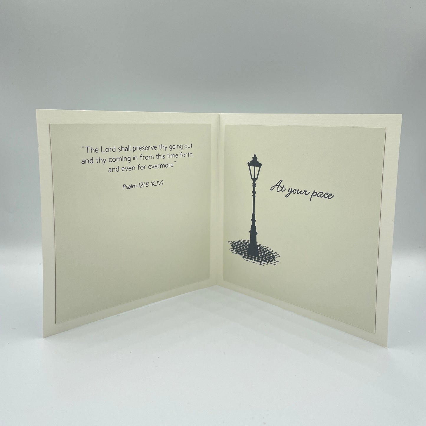 Greeting card with text and design on a white background