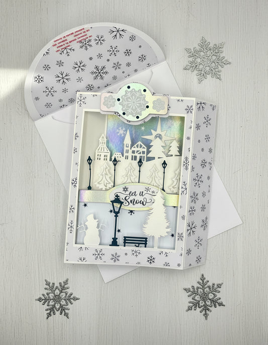 LANTERN BOX CARD- Let It Snow (w/tea light)