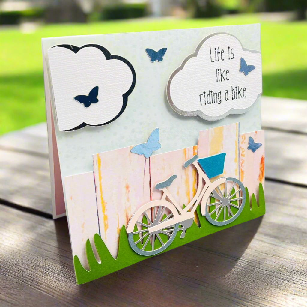 "LIFE IS LIKE A BIKE" Simple Pop Up Card