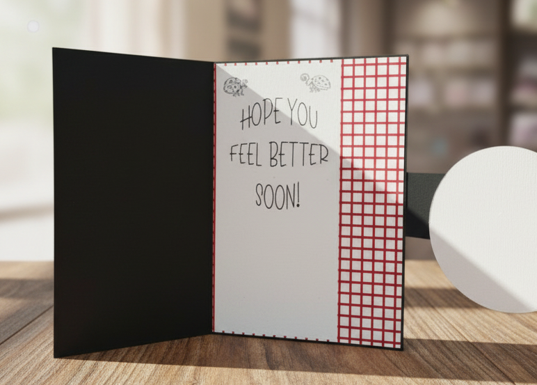 Greeting card with text 'Hope you feel better soon!' on a white background