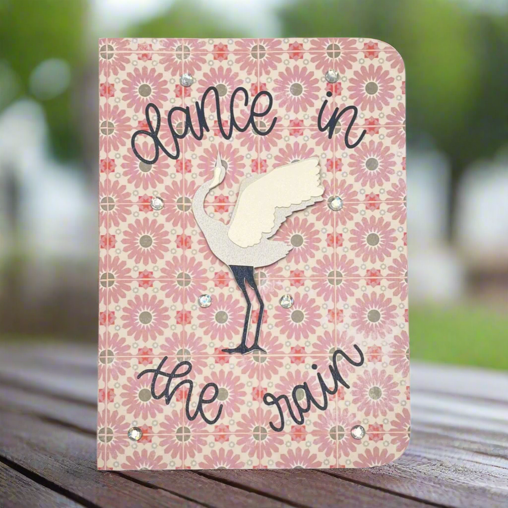 "CRANE DANCE- Pink Flowers" Comfort Card