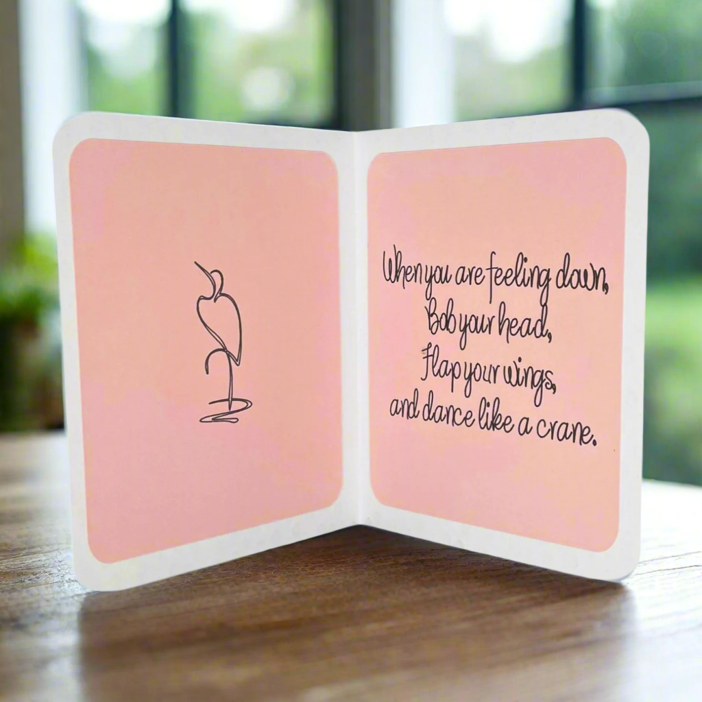 "CRANE DANCE- Gold Rain" Comfort Card