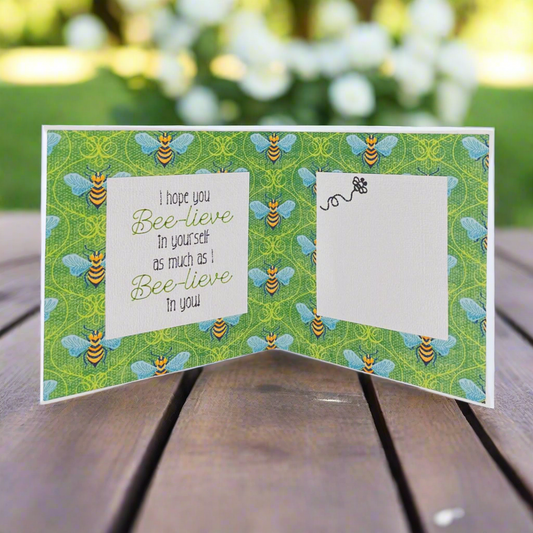 "BEE-LIEVE" Square Comfort Card- Blue
