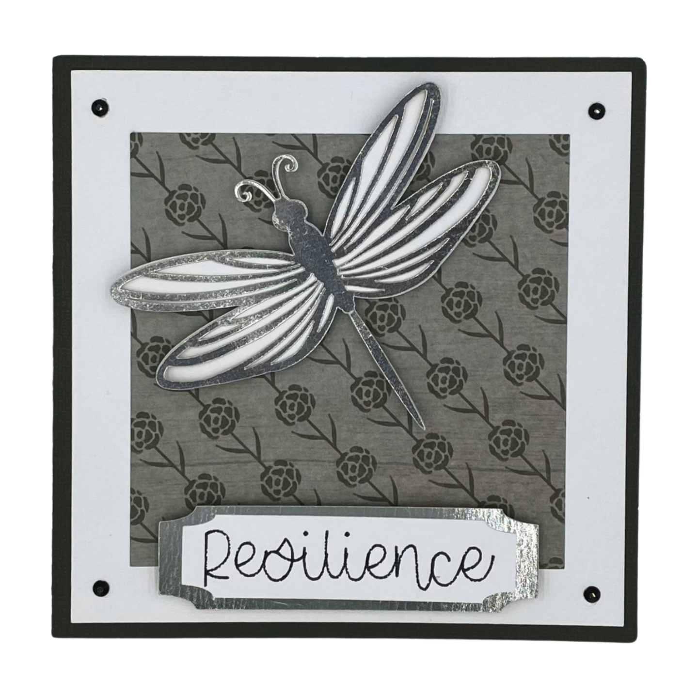 "DRAGONFLY RESILIENCE" Black Roses Deluxe Dimensional Card