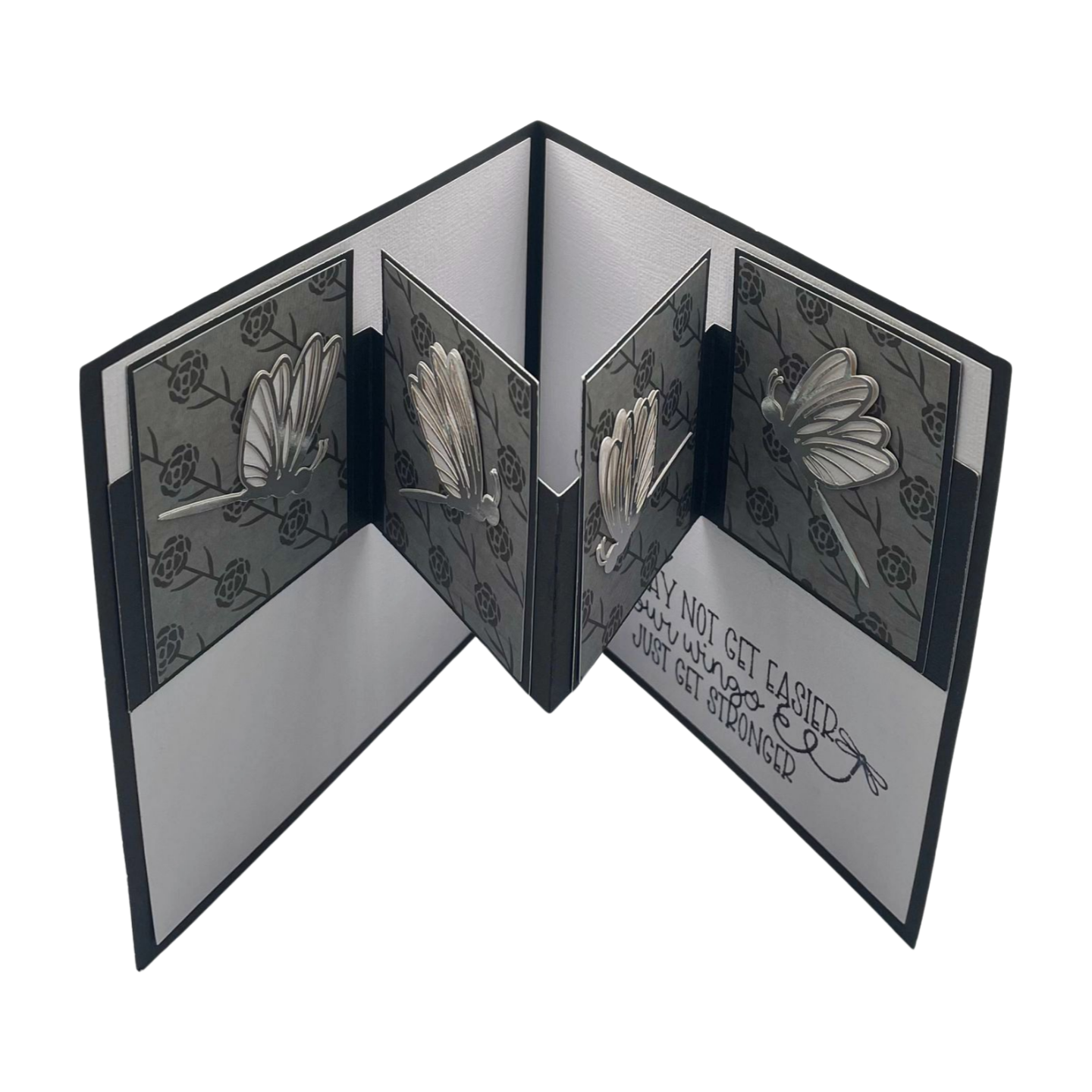 "DRAGONFLY RESILIENCE" Black Roses Deluxe Dimensional Card