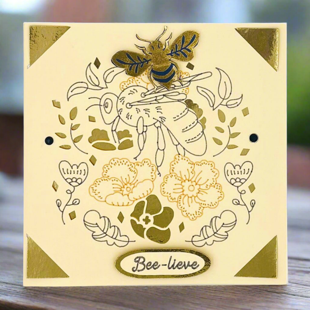 "BEE-LIEVE" Square Comfort Card- Gold