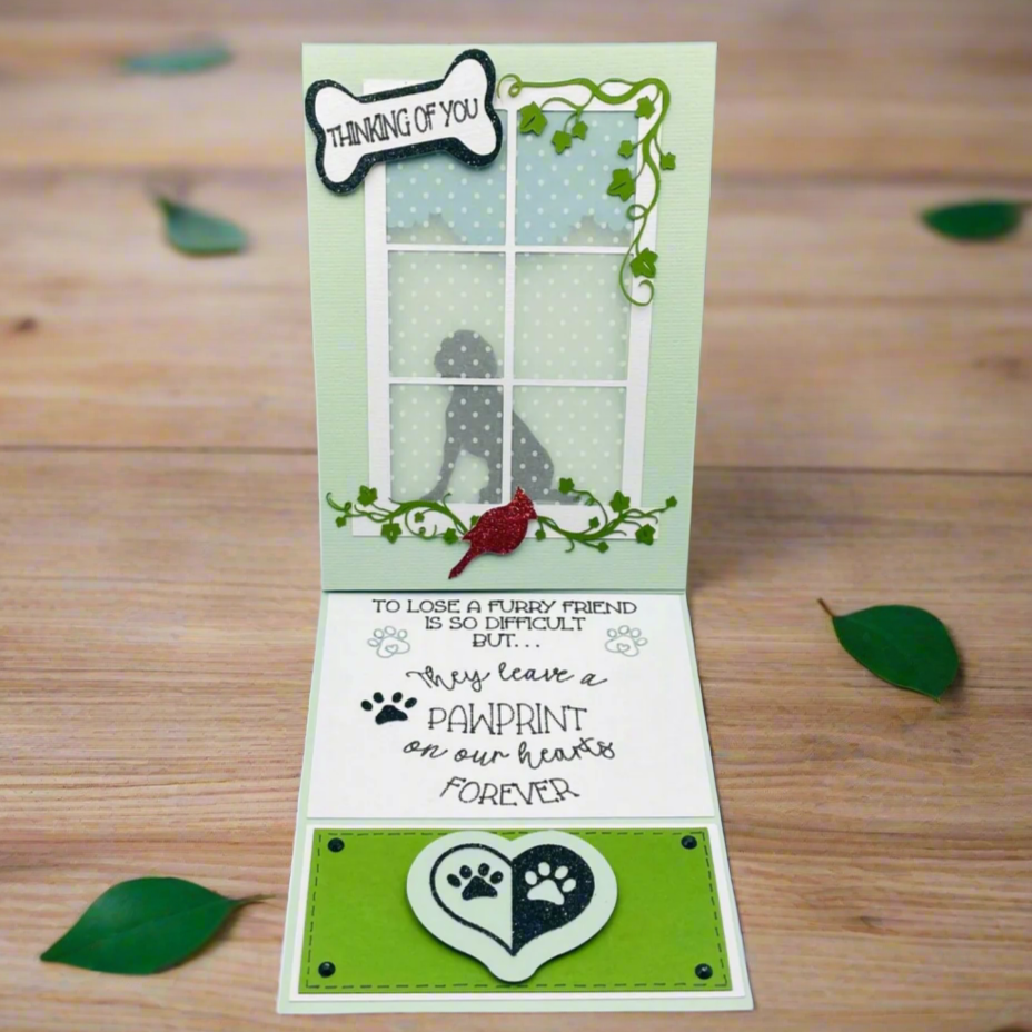"FURRY FRIEND SYMPATHY-Green" Deluxe Display Card