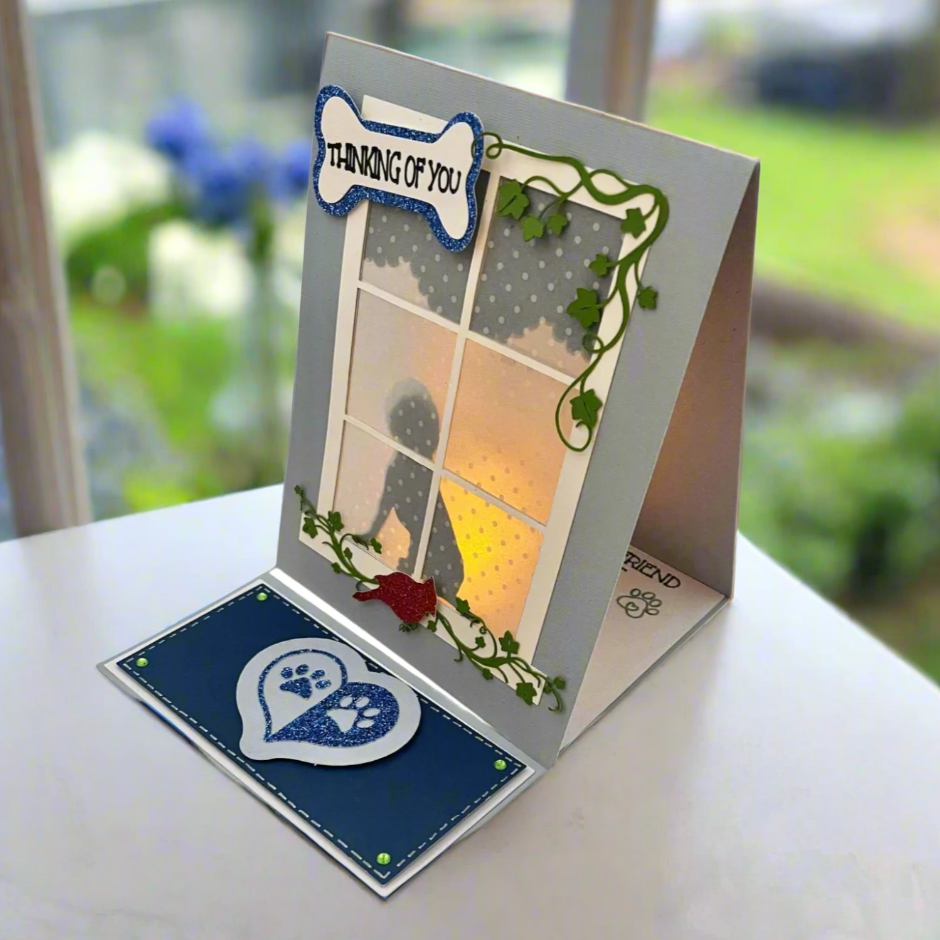 "FURRY FRIEND SYMPATHY-Blue" Deluxe Display Card