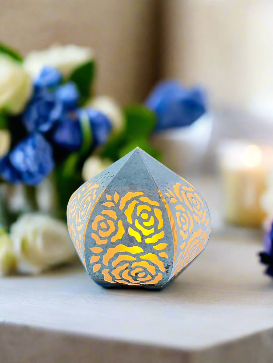 Jeevan Lantern with Roses- Blue