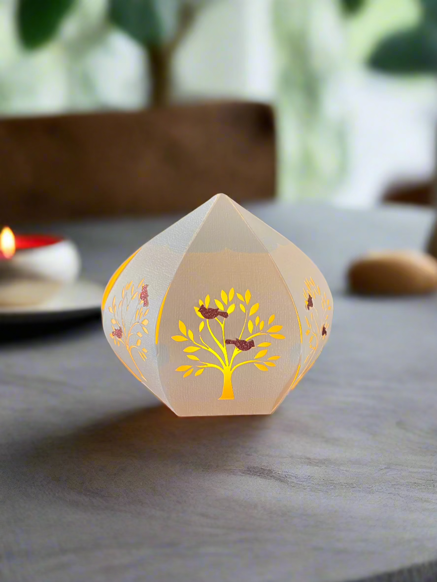 Jeevan Lantern with Trees and Red Birds