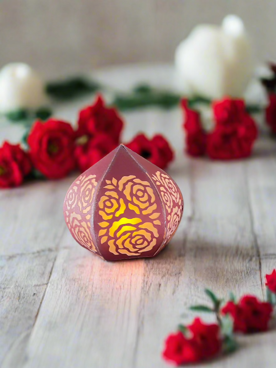 Jeevan Lantern with Roses- Red