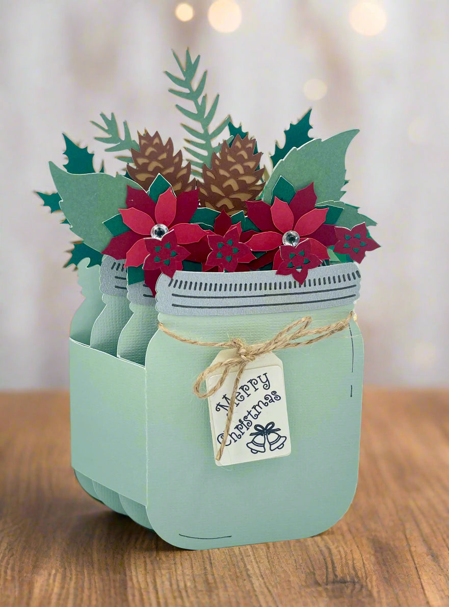 Mason jar poinsettia card