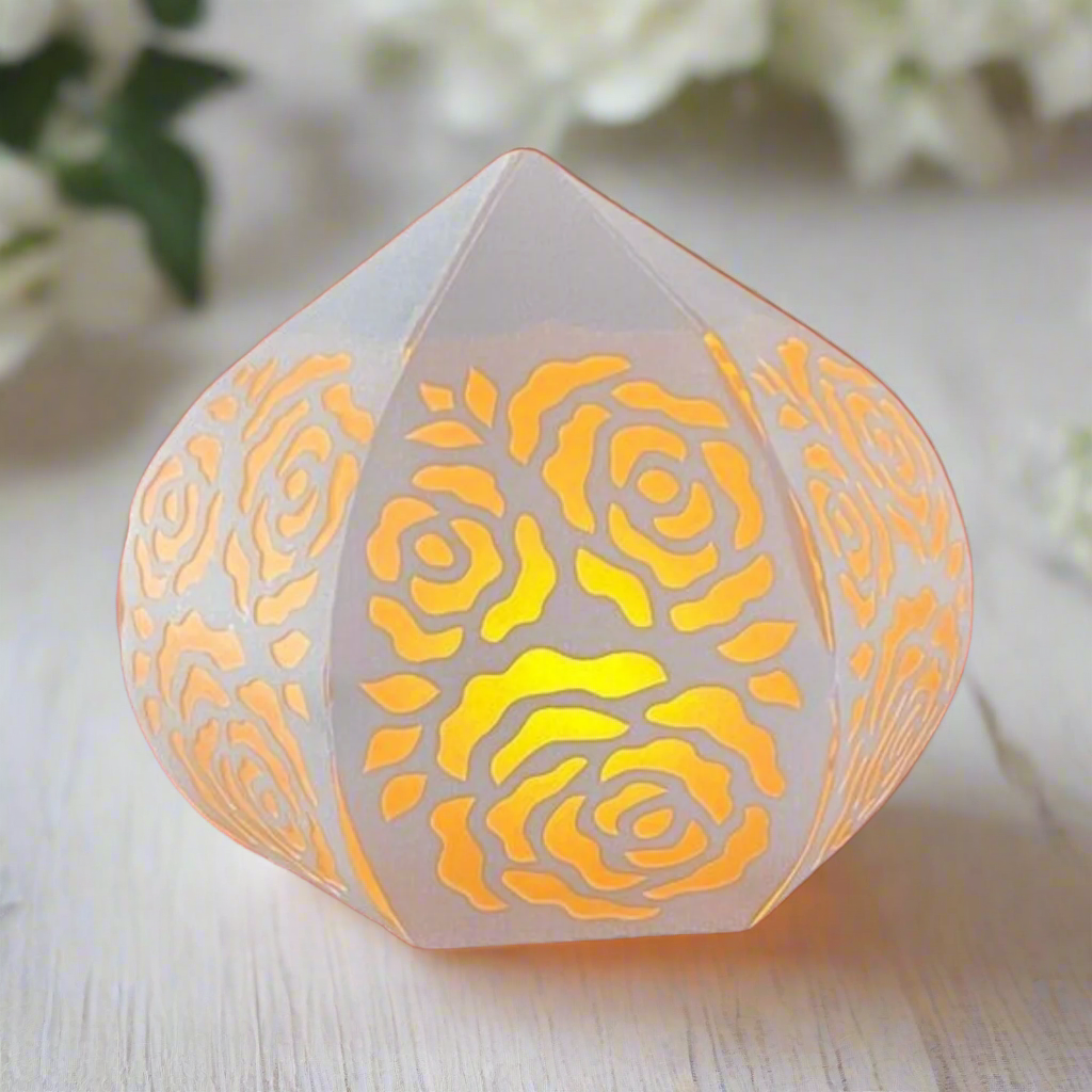 Jeevan Lantern with Roses- White