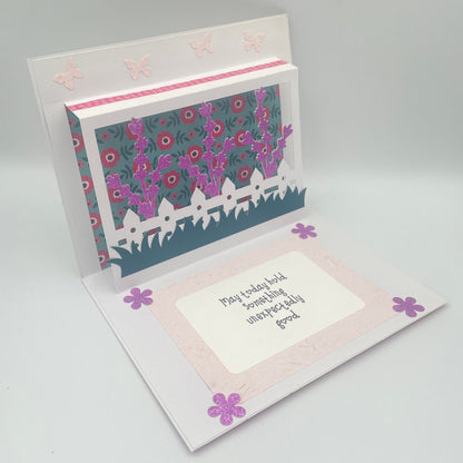 Greeting cards with floral design on a gray background