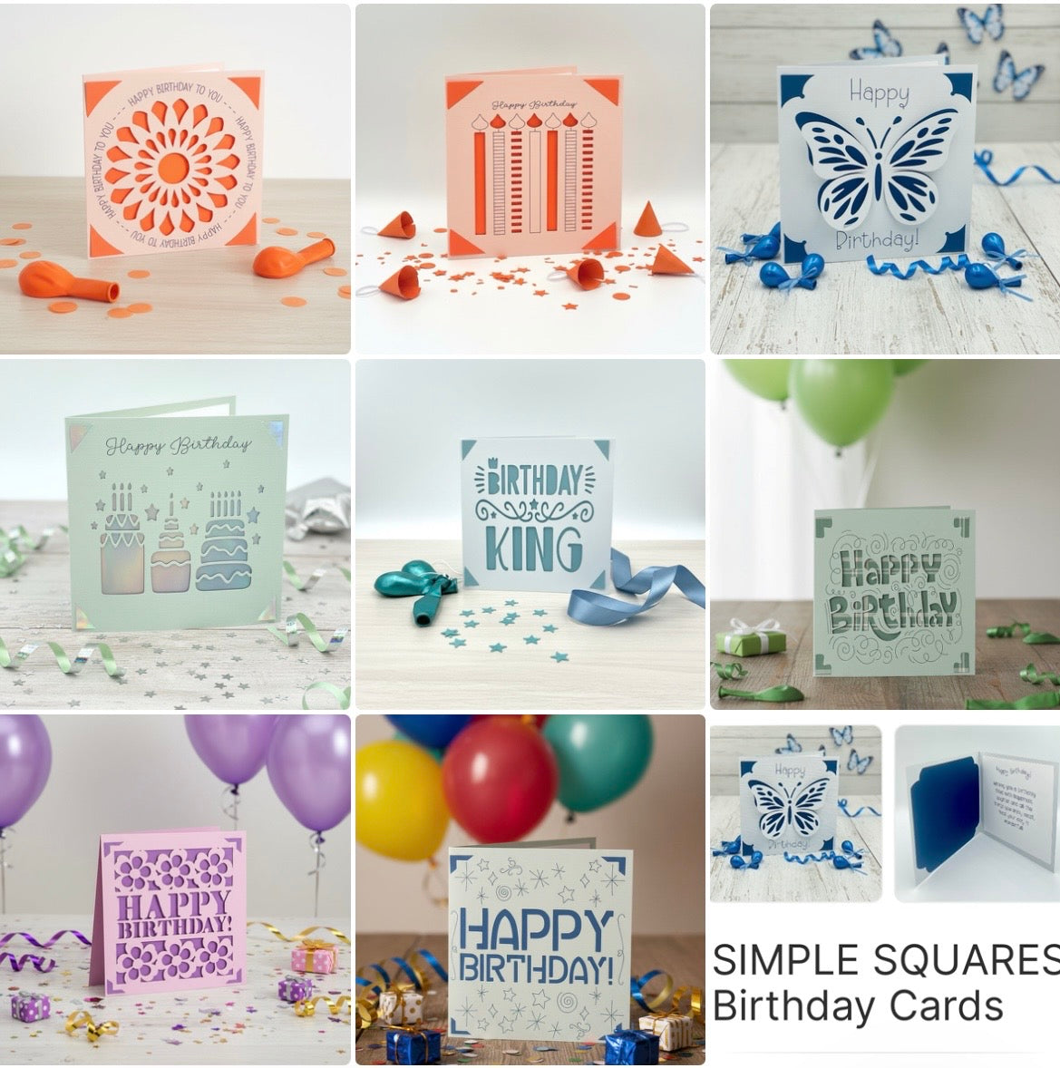 SIMPLE SQUARES Birthday Cards