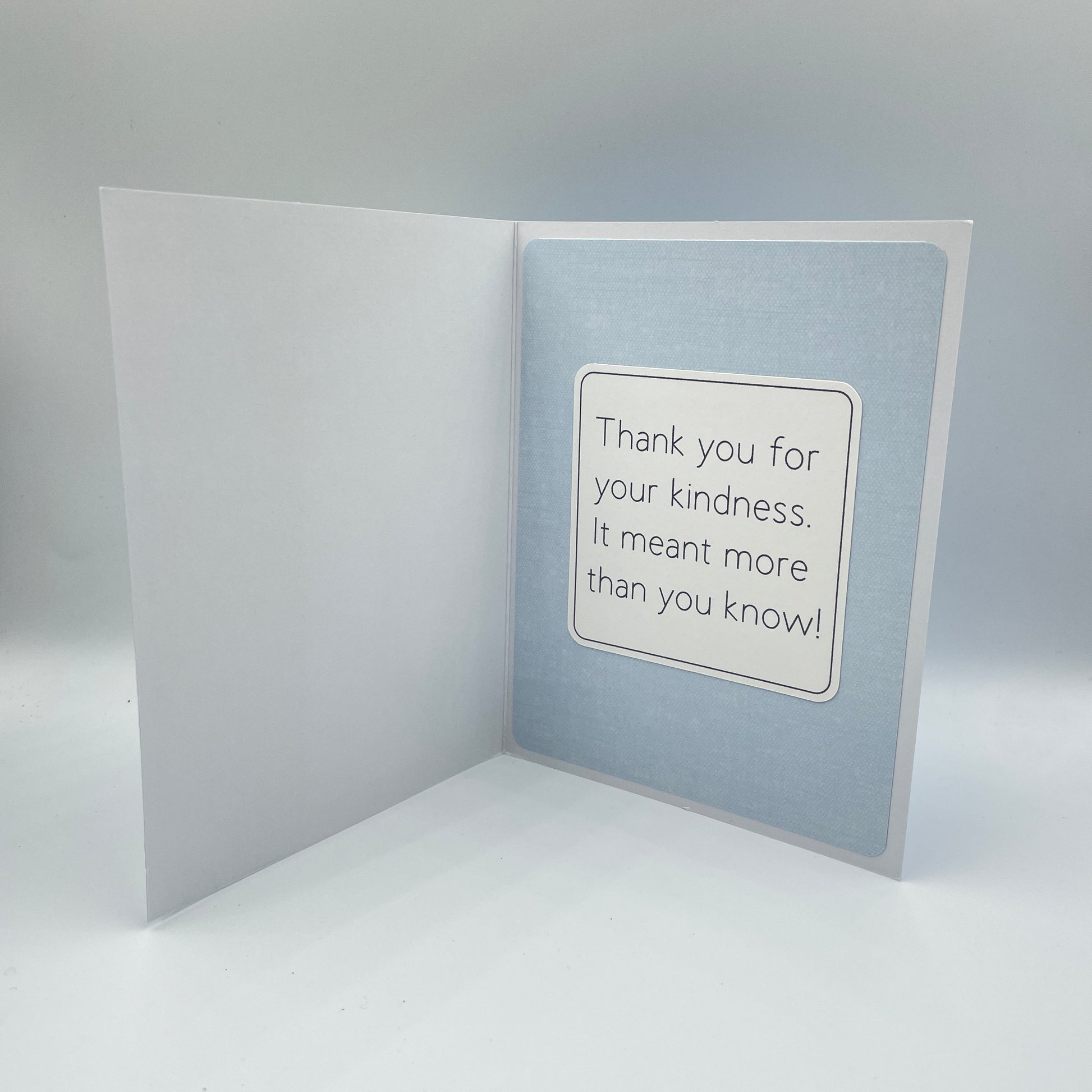 Greeting card with a message on a light blue background