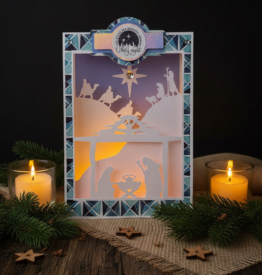 LANTERN BOX CARD- NATIVITY (w/tea light)