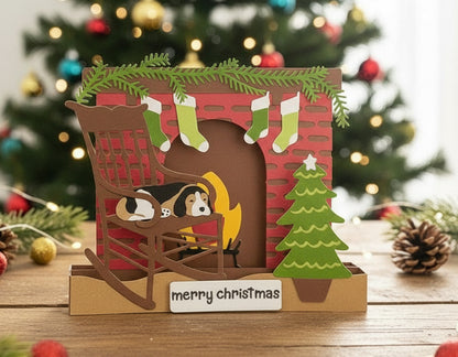 FIREPLACE with DOG Box Card￼