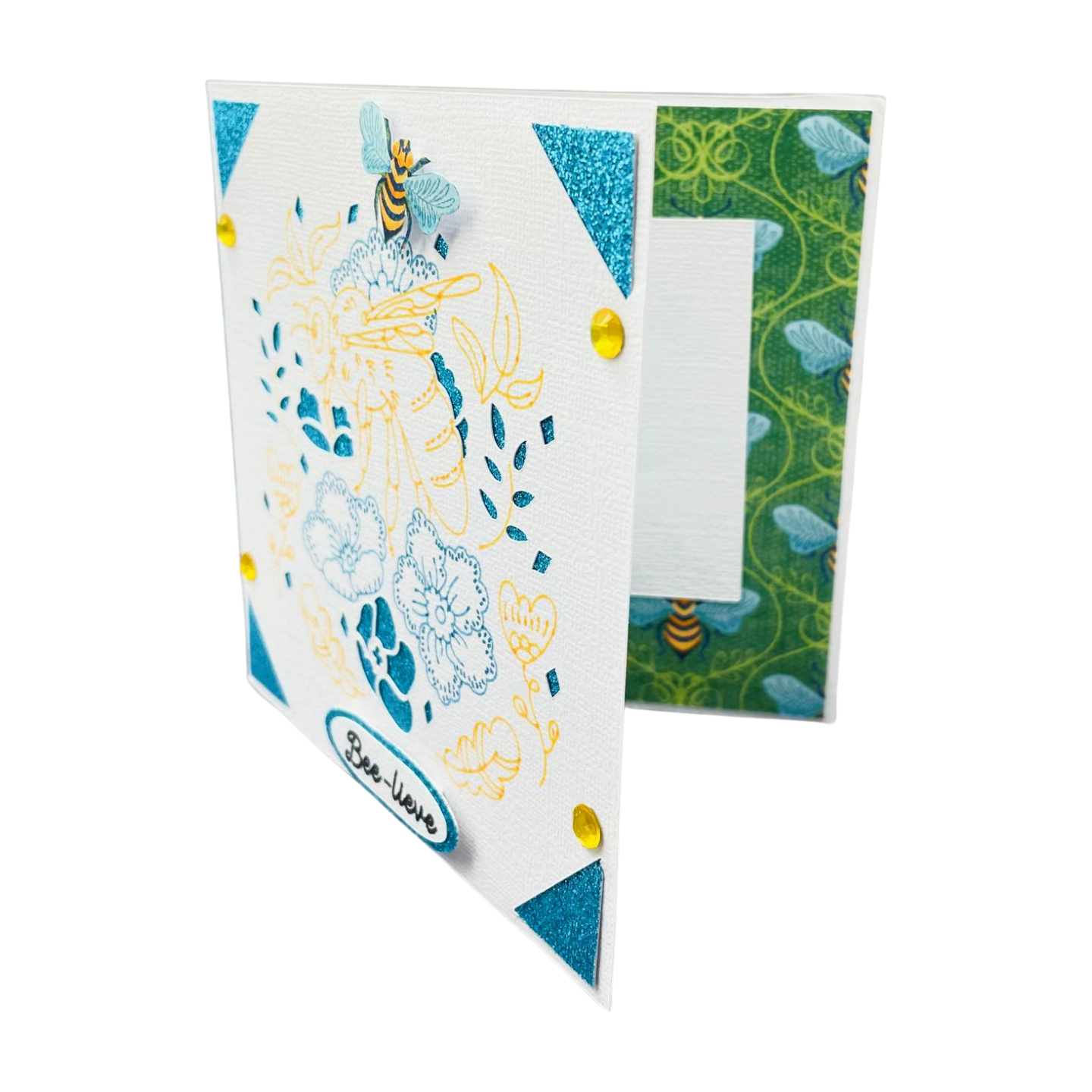 "BEE-LIEVE" Square Comfort Card- Blue