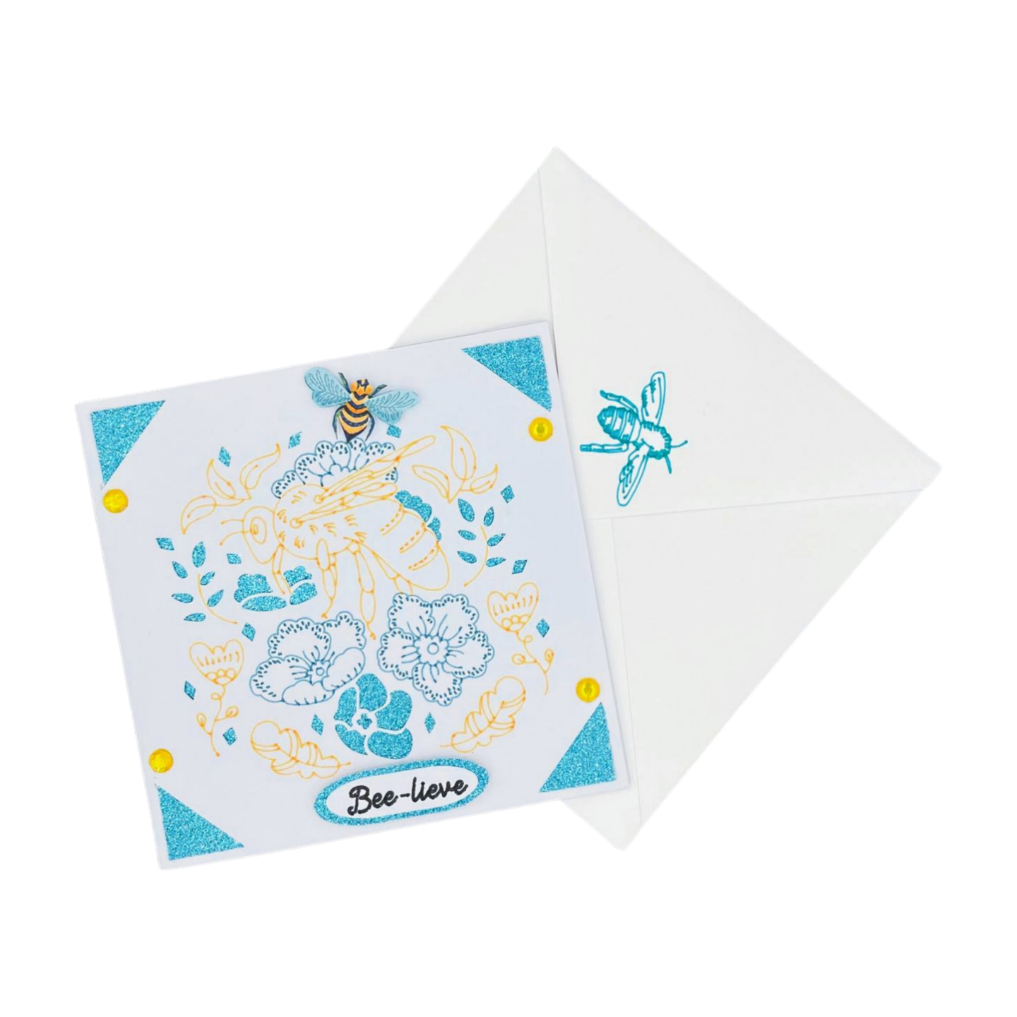 "BEE-LIEVE" Square Comfort Card- Blue