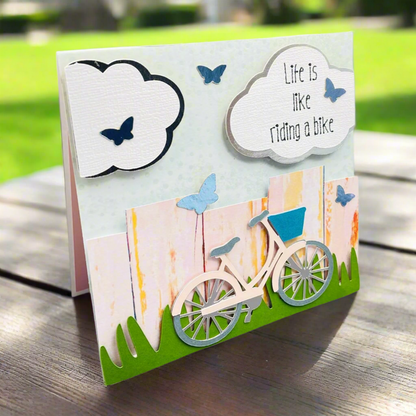 "LIFE IS LIKE A BIKE" Simple Pop Up Card