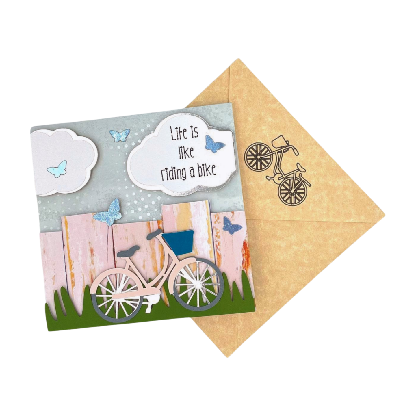 "LIFE IS LIKE A BIKE" Simple Pop Up Card