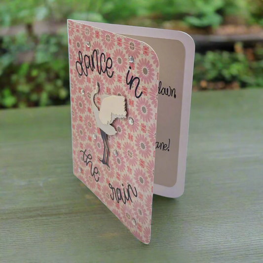 "CRANE DANCE- Pink Flowers" Comfort Card