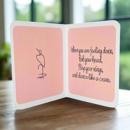 "CRANE DANCE- Gold Rain" Comfort Card