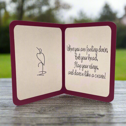 "CRANE DANCE- Plum with Pink Flowers" Comfort Card