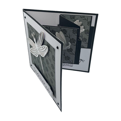 "DRAGONFLY RESILIENCE" Black Roses Deluxe Dimensional Card