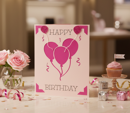 BIRTHDAY BALLOONS Card- Pink