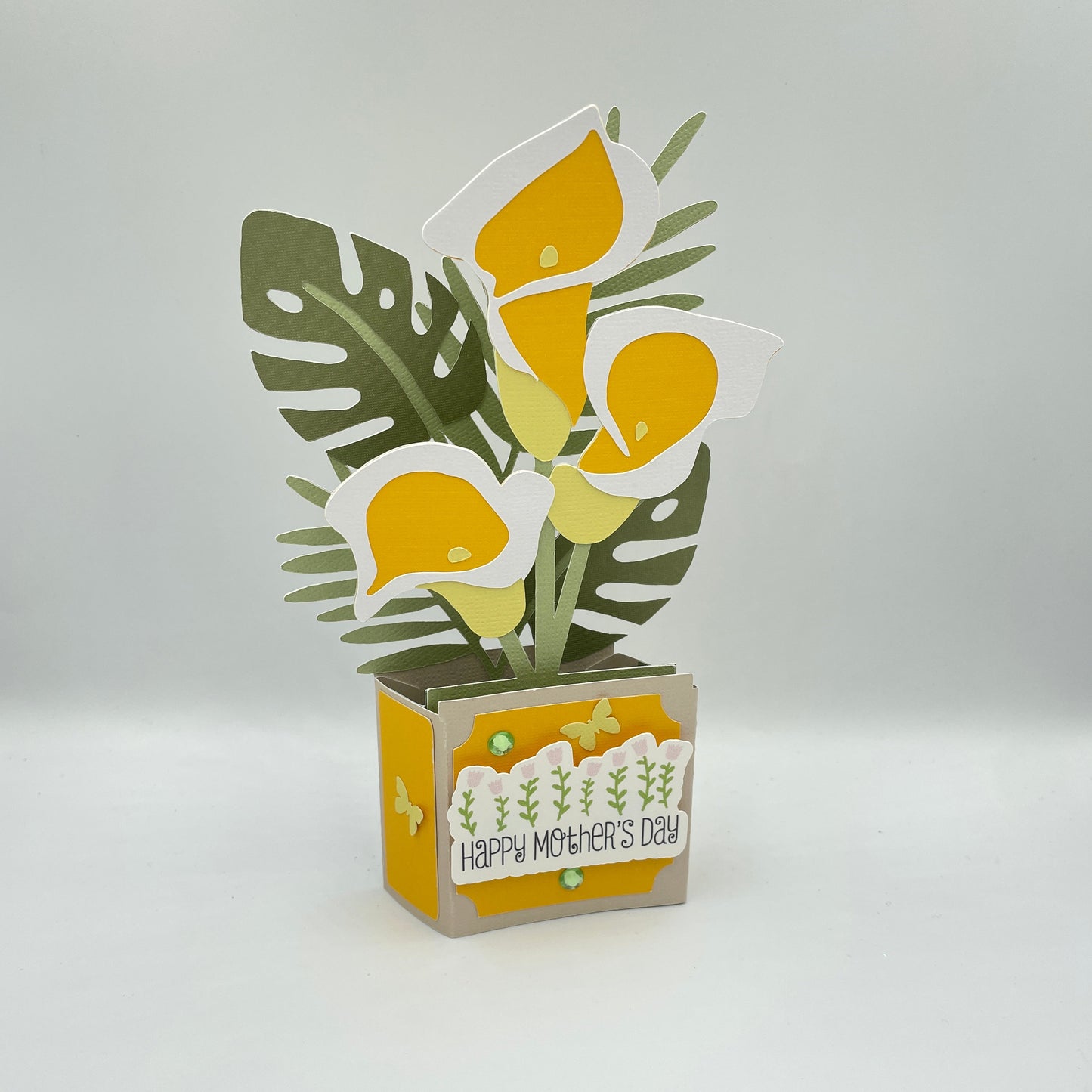 Box card with yellow lilies and Happy Mothers Day message
