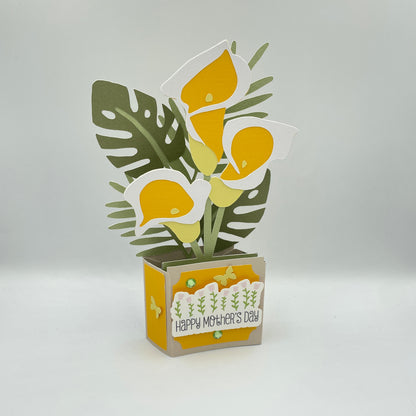 Box card with yellow lilies and Happy Mothers Day message