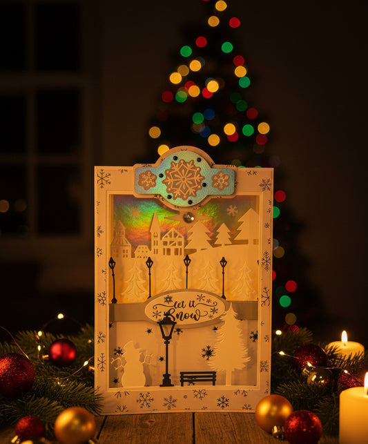 LANTERN BOX CARD- Let It Snow (w/tea light)