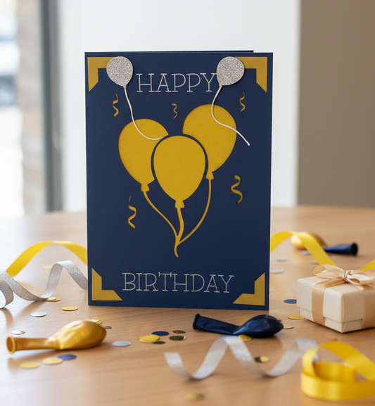 BIRTHDAY BALLOONS Card-Blue