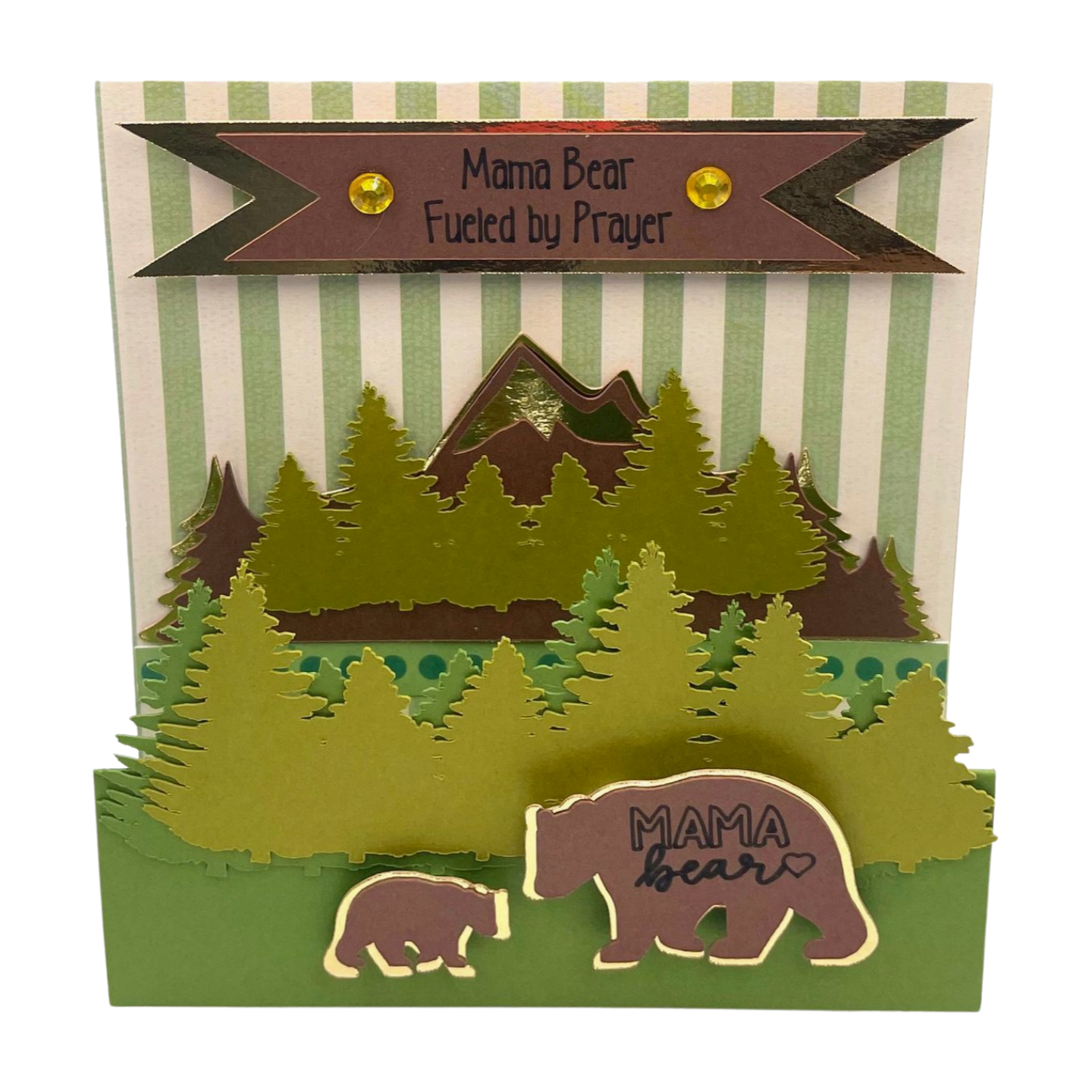 "MAMA BEAR FUELED BY PRAYER" Stand Up Comfort Card