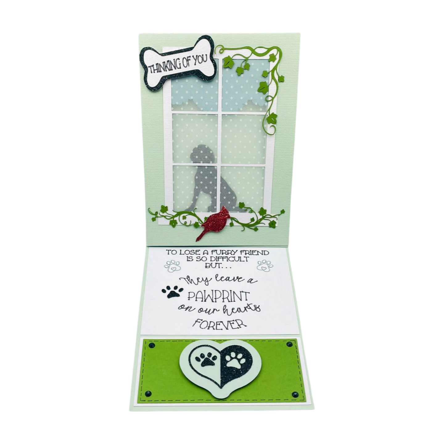 "FURRY FRIEND SYMPATHY-Green" Deluxe Display Card