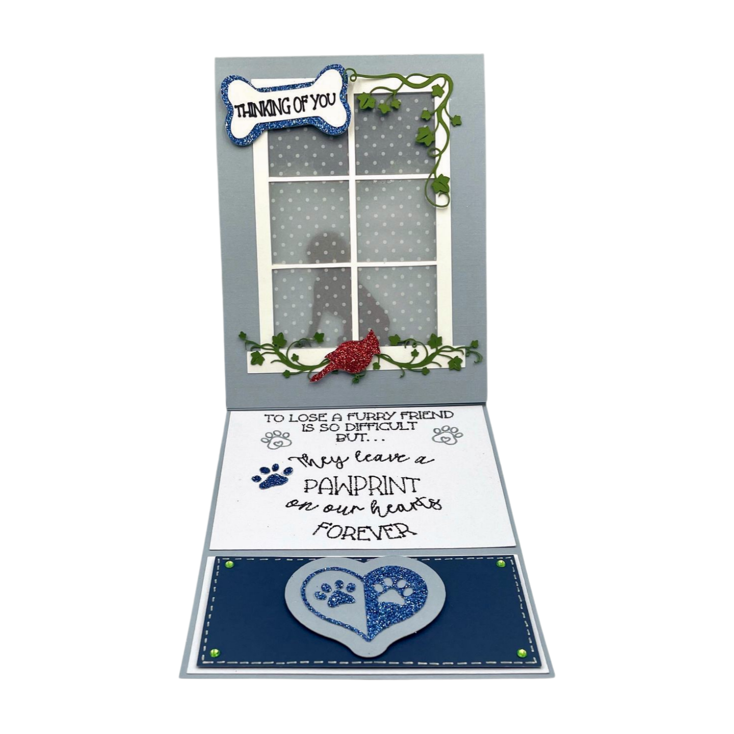 "FURRY FRIEND SYMPATHY-Blue" Deluxe Display Card