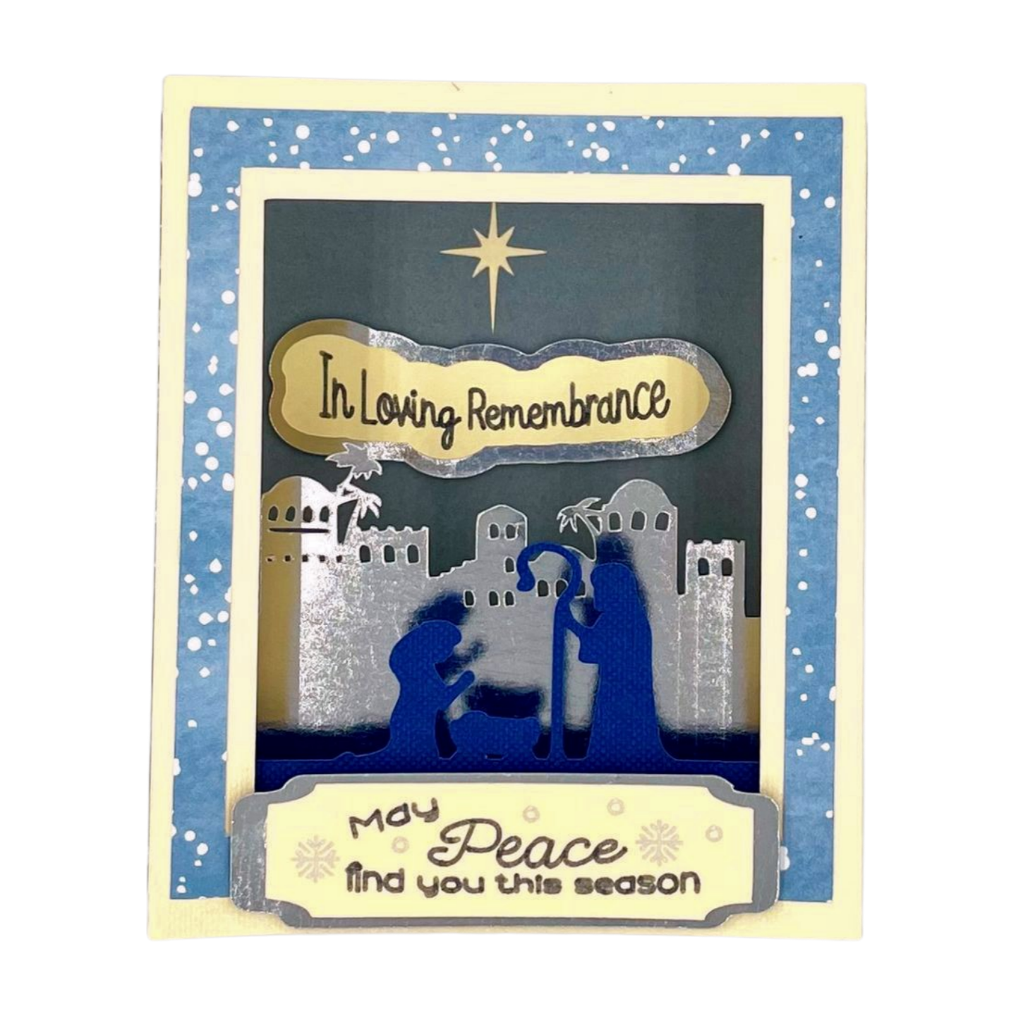 "IN LOVING REMEMBRANCE- Nativity " Deluxe Dimensional Card