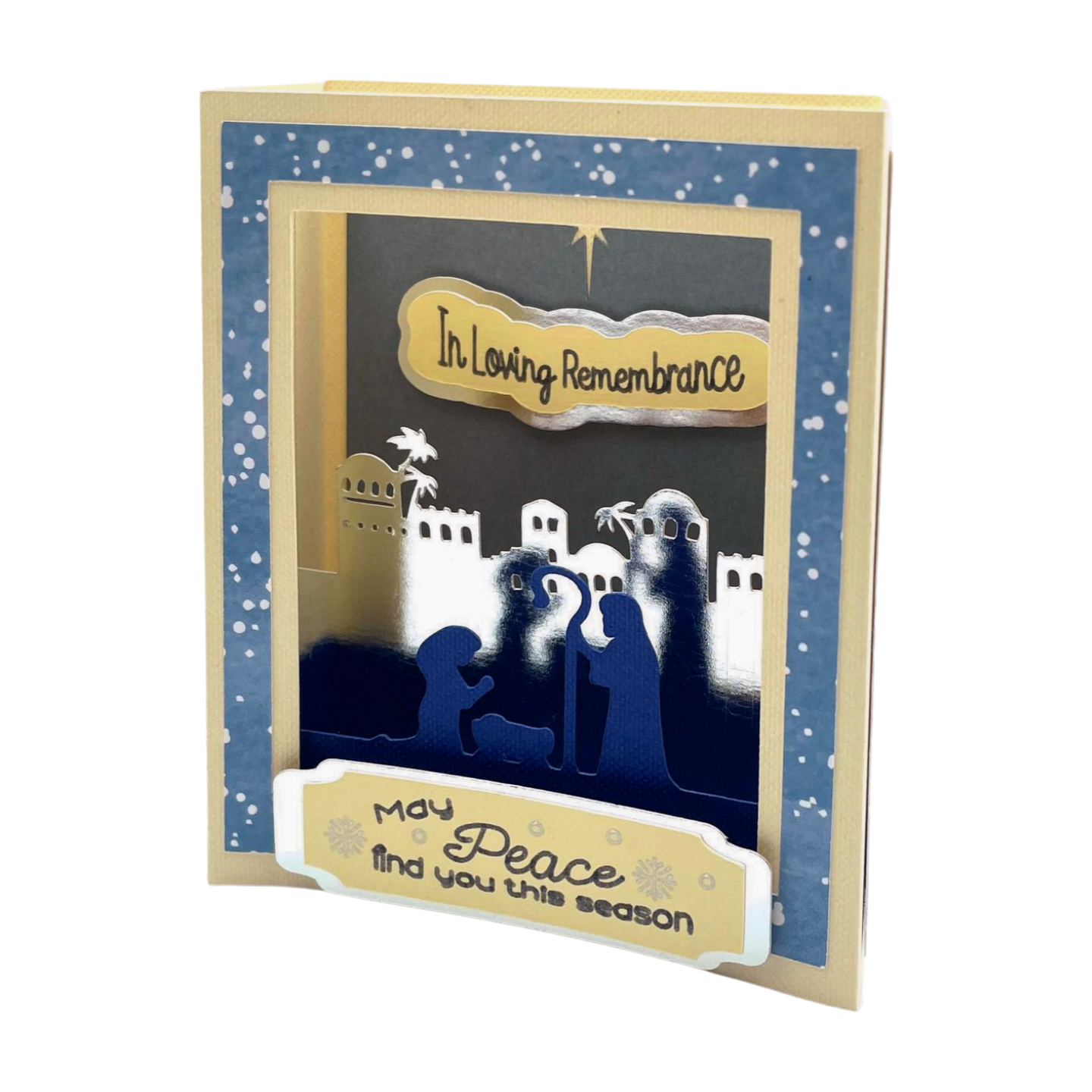 "IN LOVING REMEMBRANCE- Nativity " Deluxe Dimensional Card