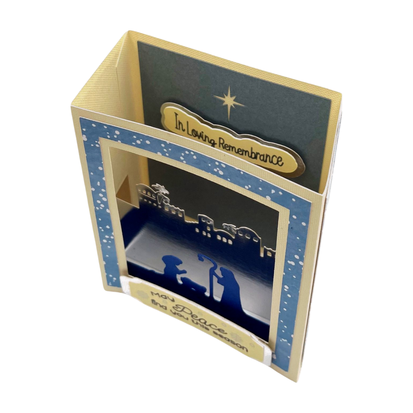 "IN LOVING REMEMBRANCE- Nativity " Deluxe Dimensional Card