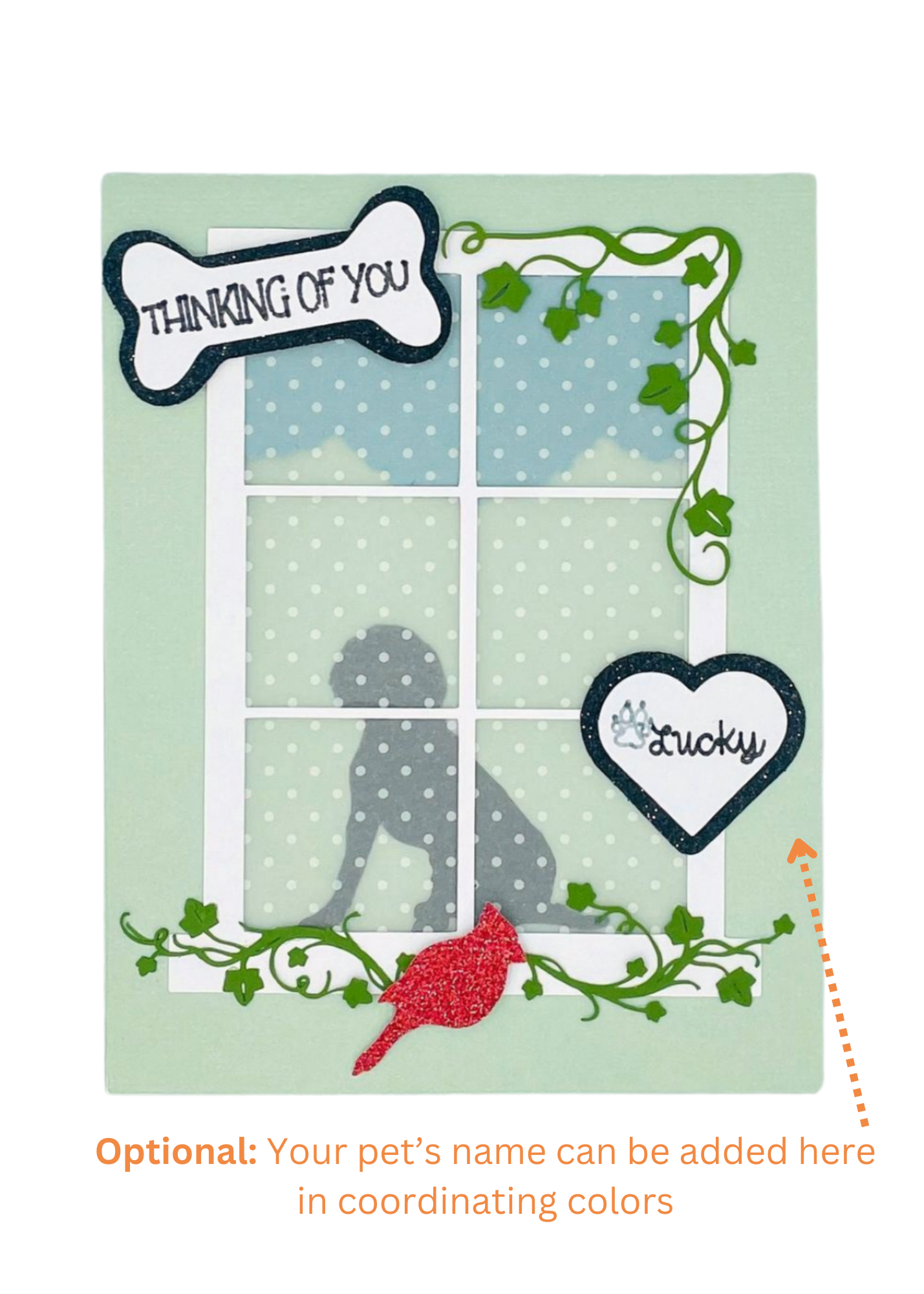 "FURRY FRIEND SYMPATHY-Green" Deluxe Display Card