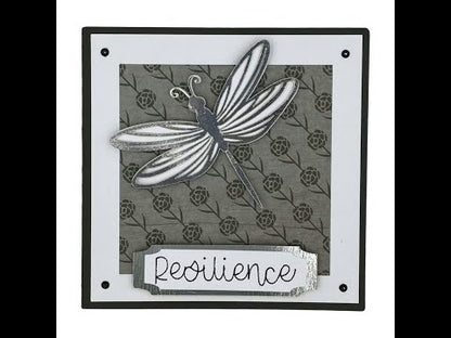 "DRAGONFLY RESILIENCE" Black Roses Deluxe Dimensional Card